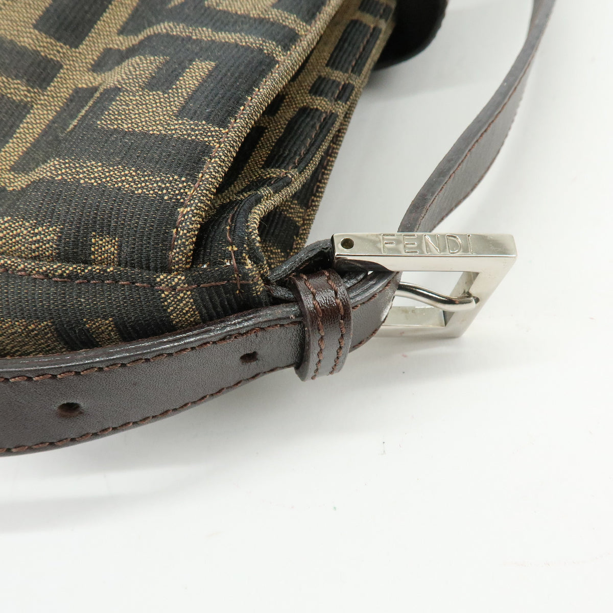 FENDI Zucca Canvas Leather Hand Bag Shoulder Bag Brown 26722