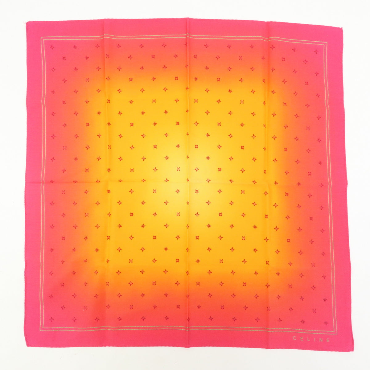 GUCCI CELINE Macadam Lot of 2 100% Silk Polyester Scarf Pink Orange