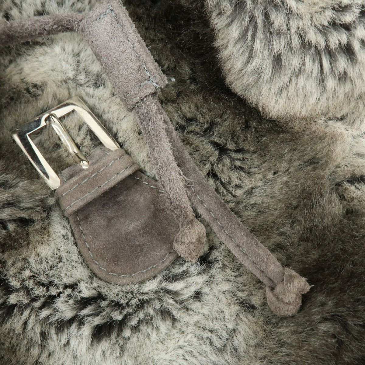 FENDI Zucca Mink like Fur Suede Backpack Rucksuck Gray