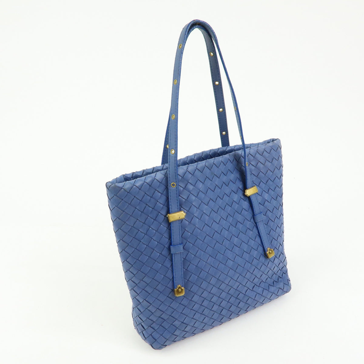 BOTTEGA VENETA Intrecciato Leather Tote Bag Hand Bag Blue V00A2