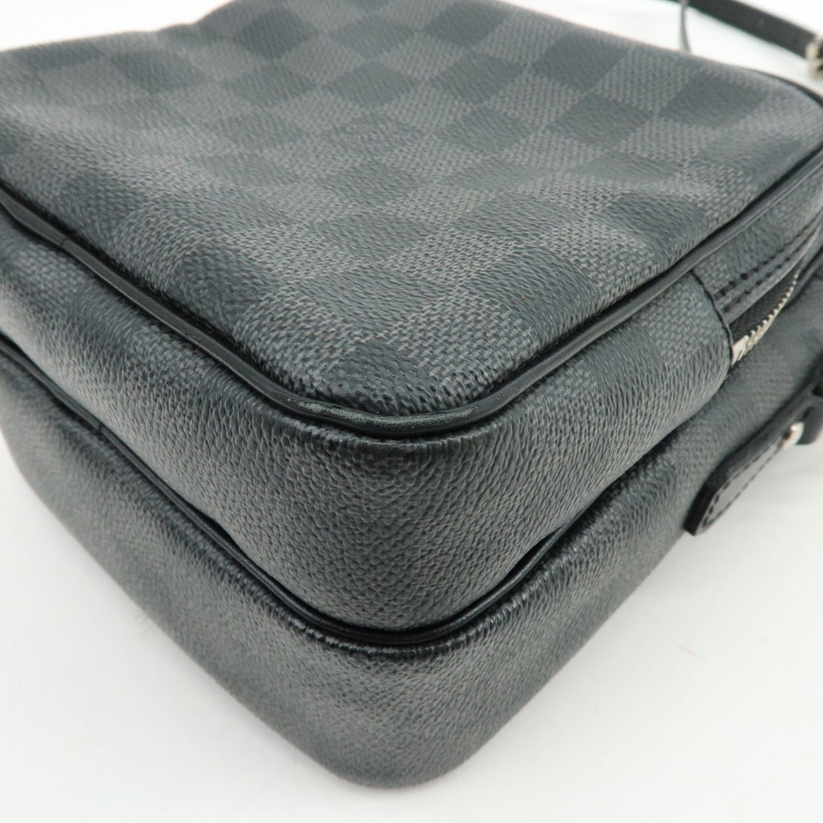 Louis Vuitton Damier Graphite Rem Leather Shoulder Bag Black N41446