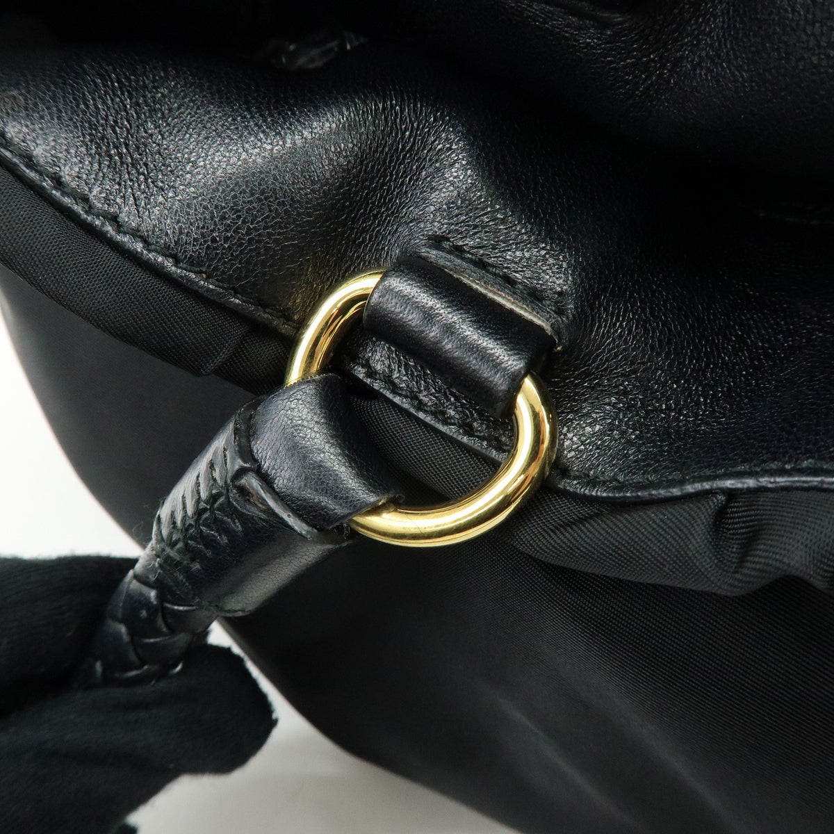 PRADA Nylon Leather 2Way Bag Hand Bag Shoulder Bag Black BN1930