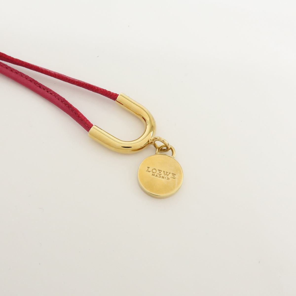 LOEWE Flower Knot Leather Bag Charm Key Chain Pink White