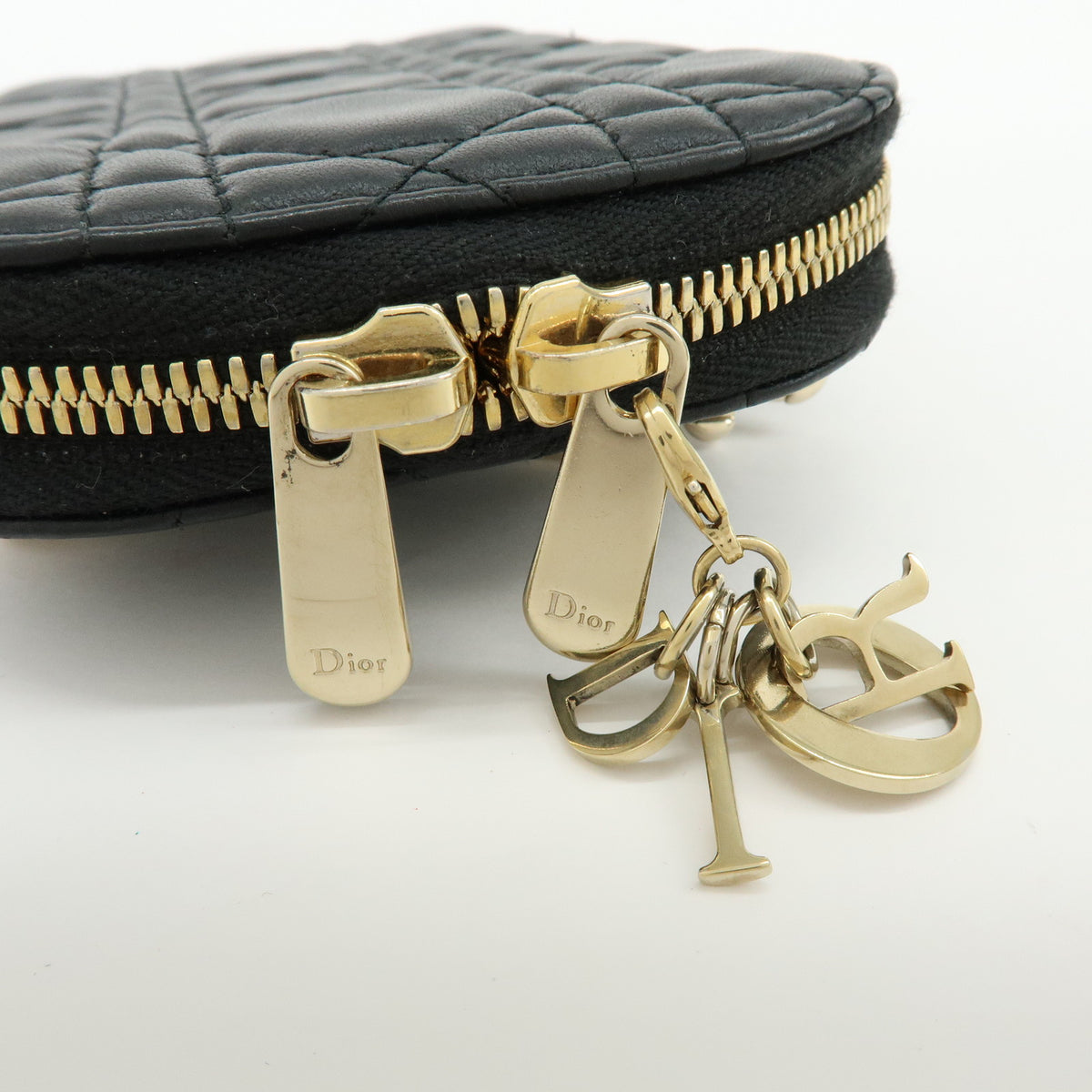 Christian Dior Cannage Lamb Skin Phone Holder Phone Case Black