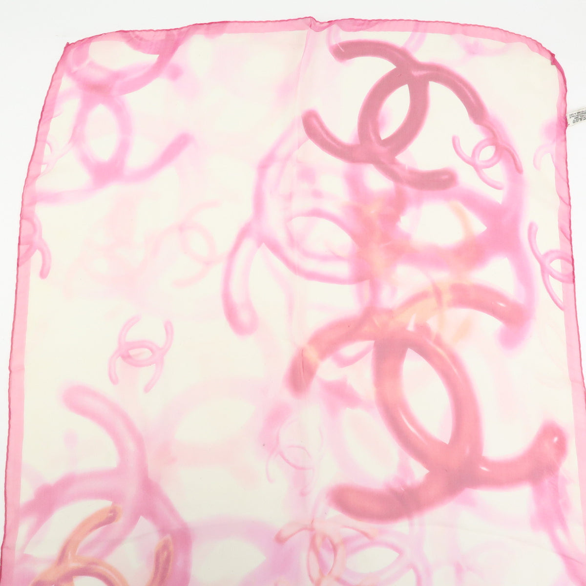 CHANEL COCO Mark Silk 100% Scarf Pink