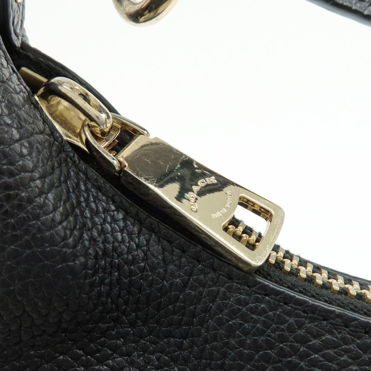 COACH Logo Leather 2Way Shoulder Bag Hand Bag Black