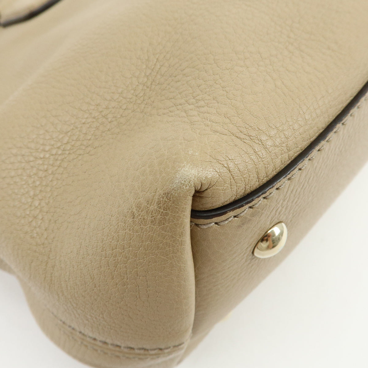 GUCCI SOHO Interlocking G Leather Shoulder Bag Hand Bag Beige 308363