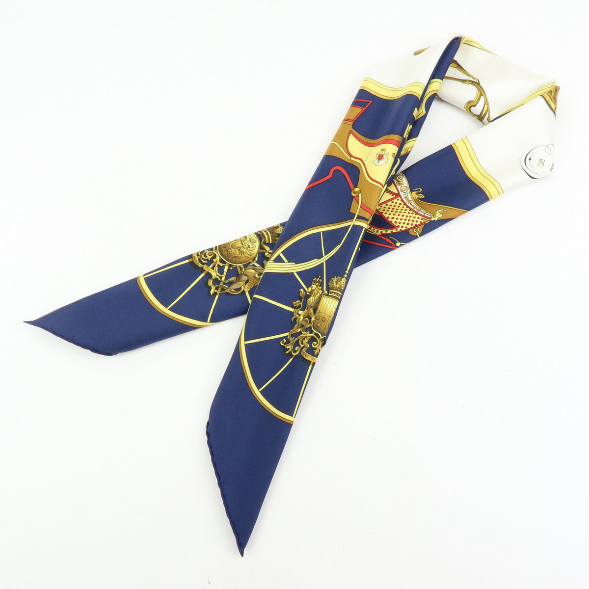 HERMES Carre 90 Silk 100% Scarf SPRINGS Navy Yellow