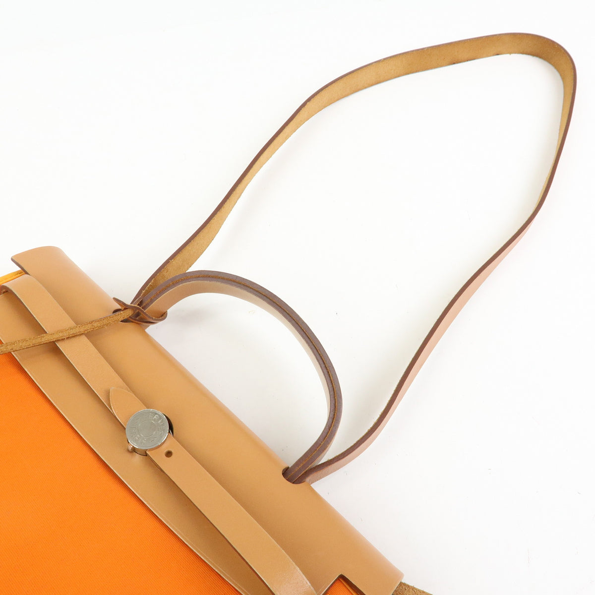 HERMES Herline Toile Officier Leather 2Way Hand Shoulder Bag □T Stamped