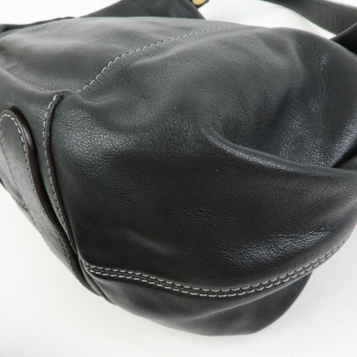 LOEWE Logo Leather Shoulder Bag Hand Bag Black