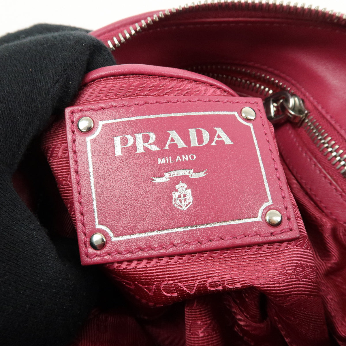 PRADA Logo Nylon Leather Shoulder Bag Hand Bag Pink