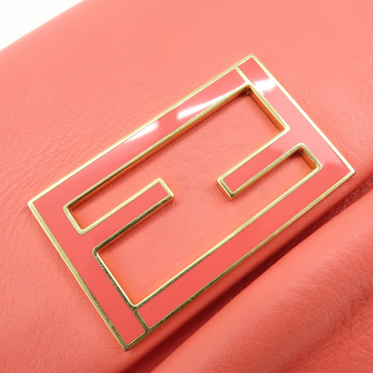 FENDI Leather Chain Shoulder Bag Purse Crossbody Bag Pink 8M0276