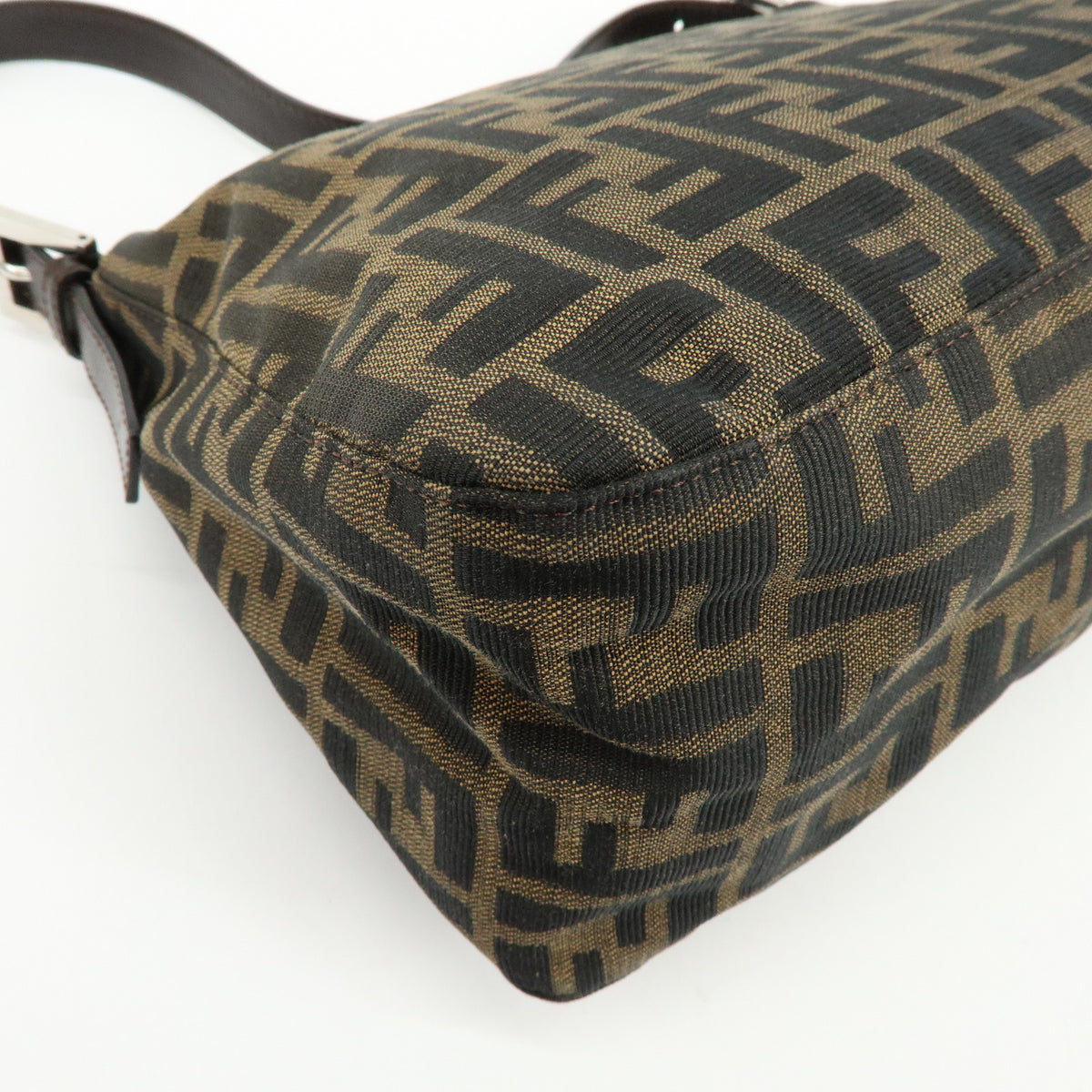 FENDI Zucca Mamma Baguette Jacquard Canvas Leather Shoulder Bag 26325