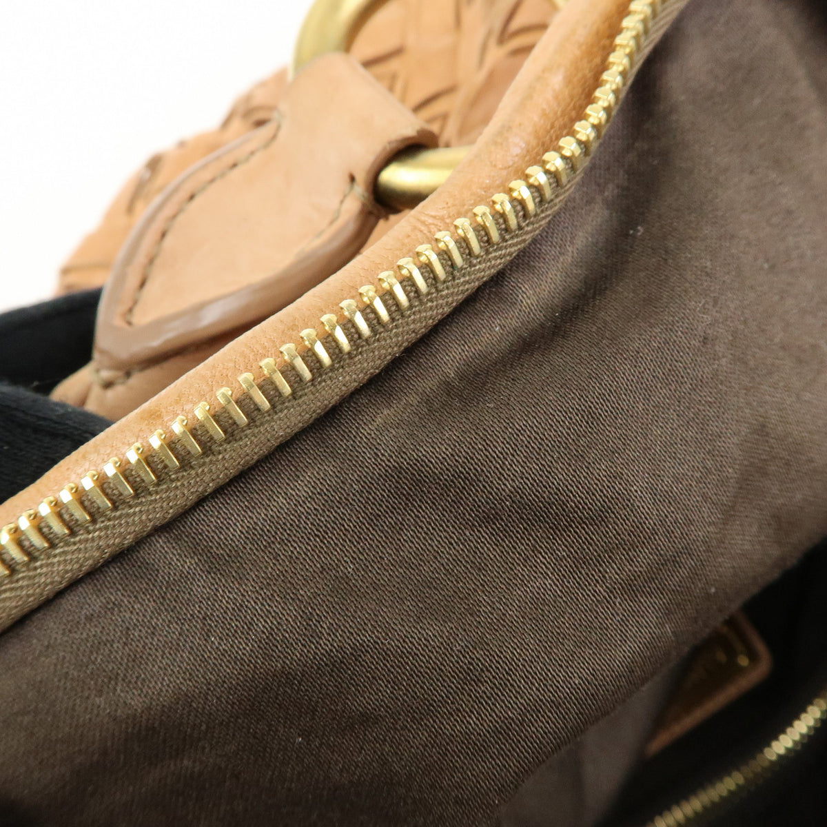 MIU MIU Leather Blaid Shoulder Bag Hand Bag Brown