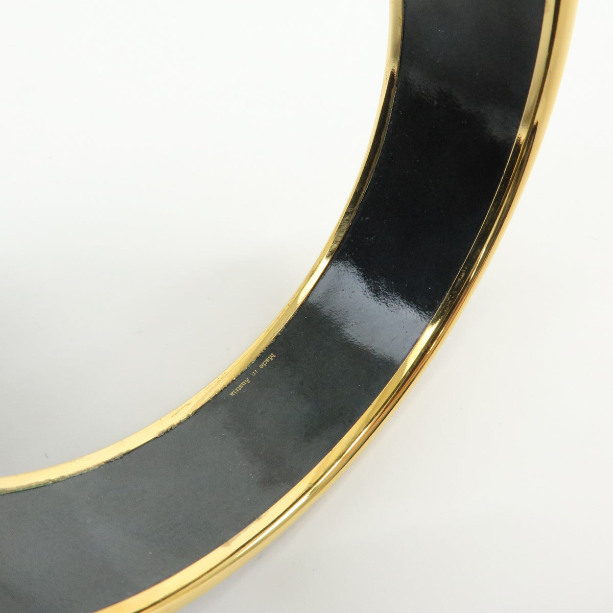 HERMES Email GM Gold Plated Metal Bangle Bracelet Gold Brown