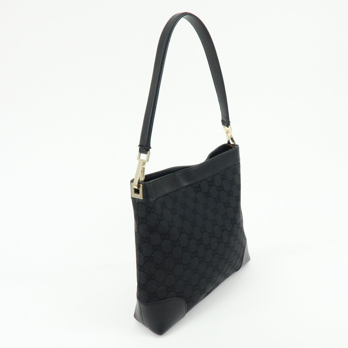 GUCCI GG Canvas Leather Shoulder Bag Hand Bag Black 33900