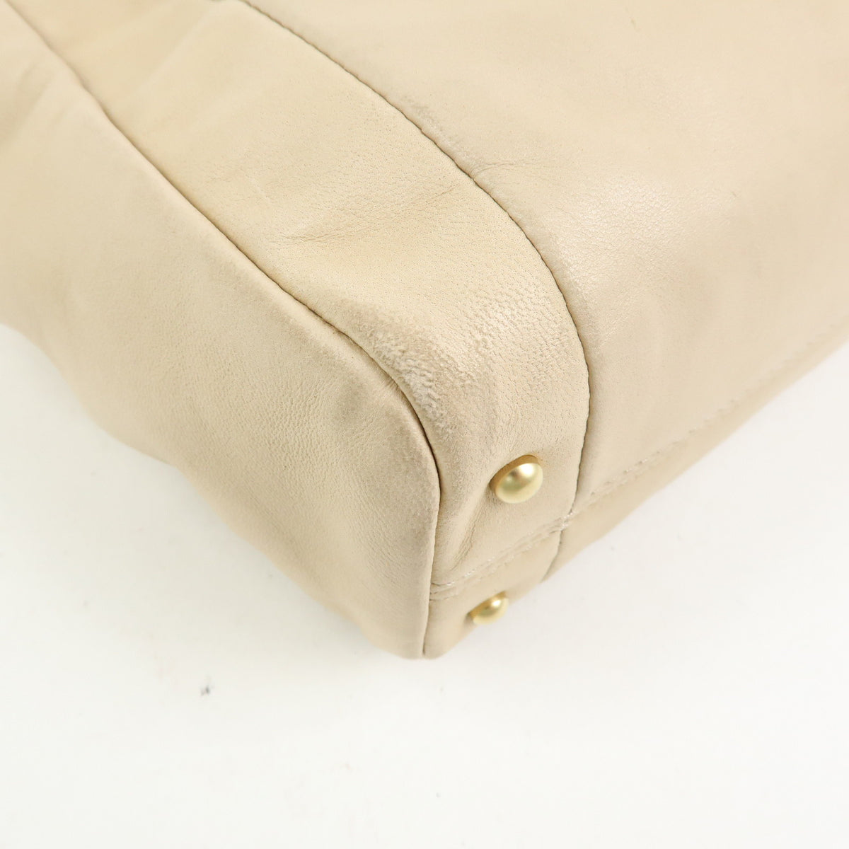 CHANEL COCO Mark Lamb Skin Chain Shoulder Bag Hand Bag Beige