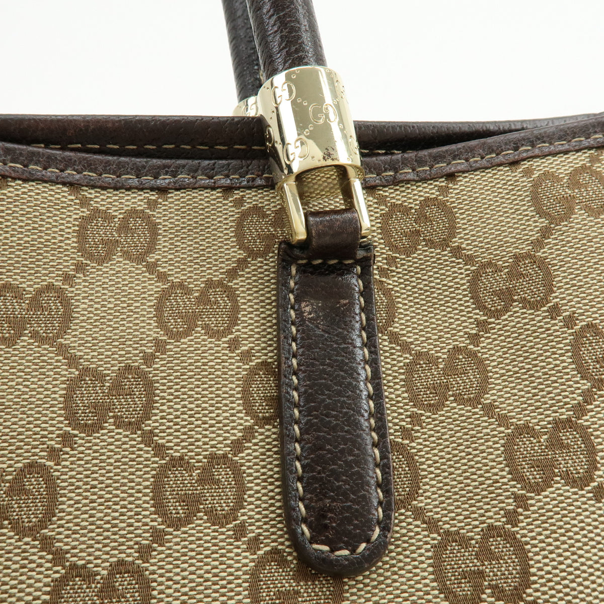 GUCCI Sherry GG Canvas Leather Tote Bag Shoulder Bag Beige Brown 162160