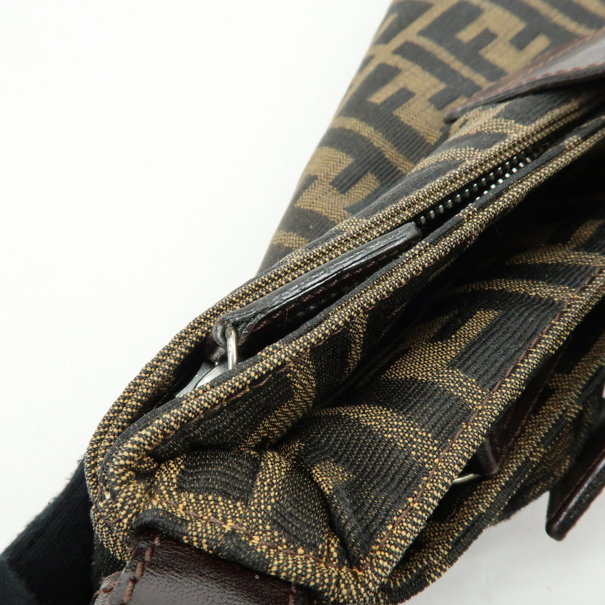 FENDI Zucca Canvas Leather Hand Bag Shoulder Bag Brown 26722