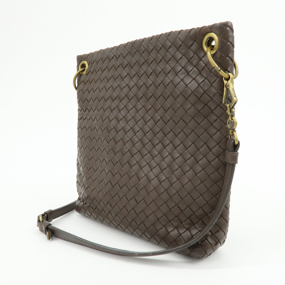BOTTEGA VENETA Intrecciato Leather Shoulder Crossbody Bag Brown 179330