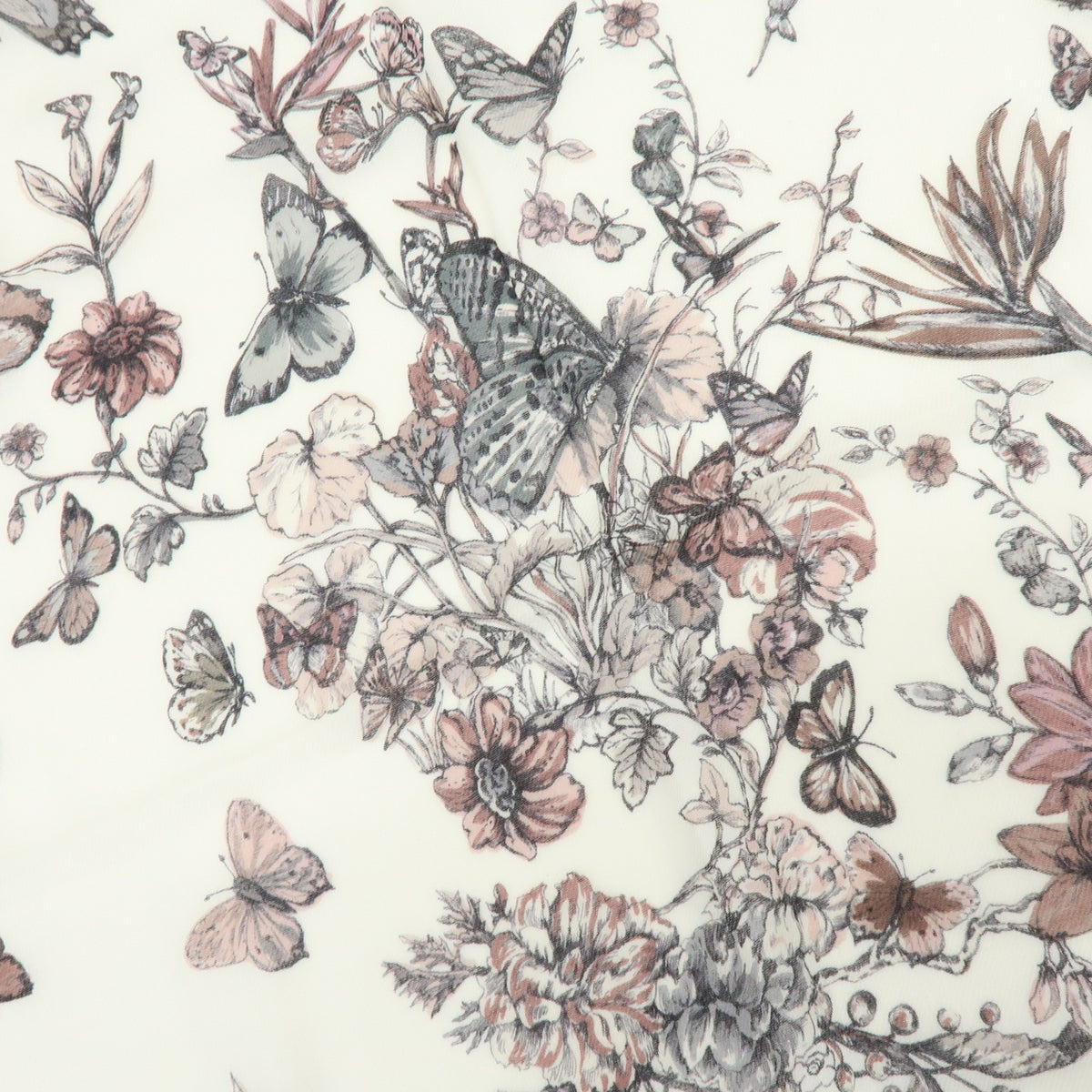 Christian Dior Cashmere 100% Scarf Butterfly Floral White Pink Black