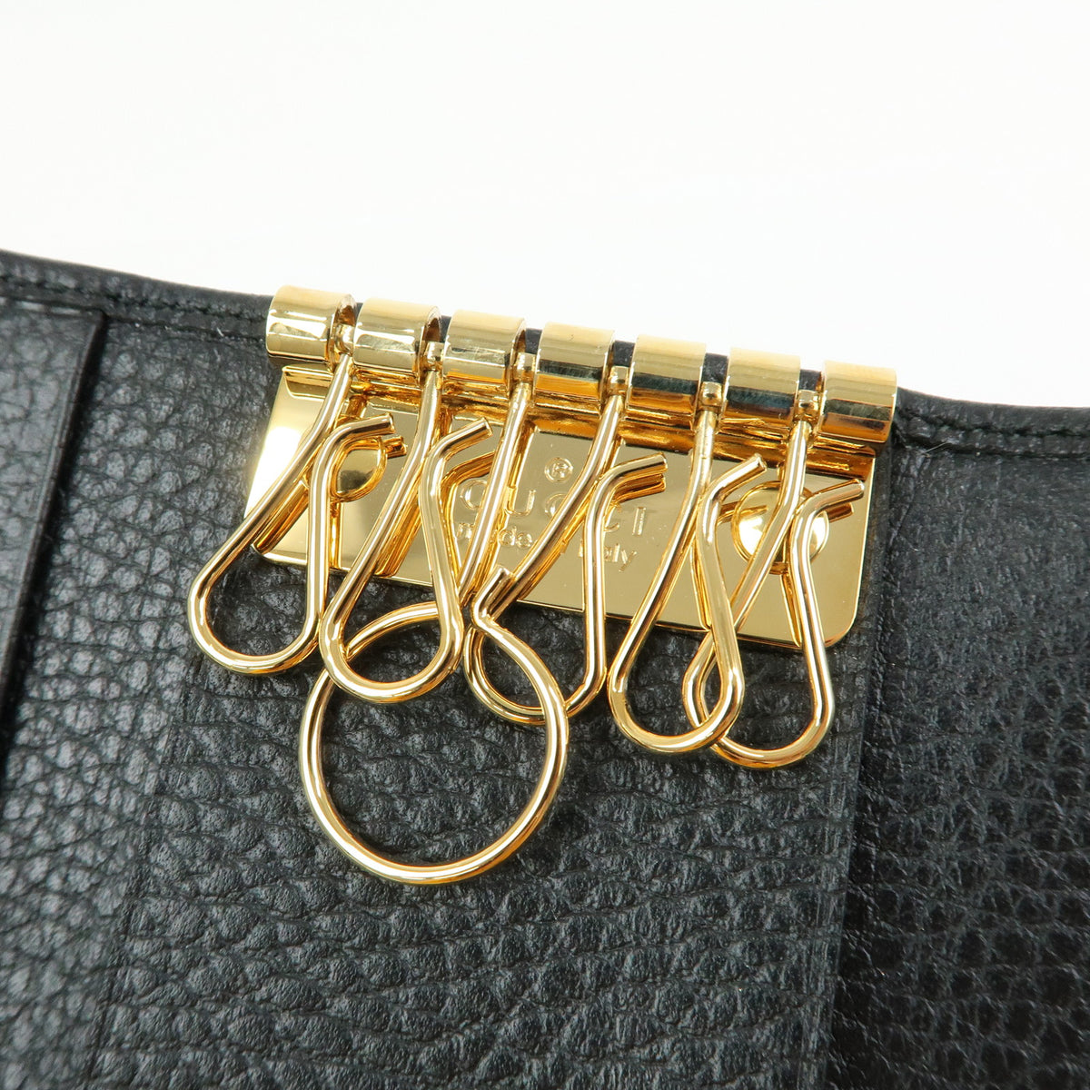 GUCCI Double G Leather 6 Ring Key Case Key Holder Black 456118