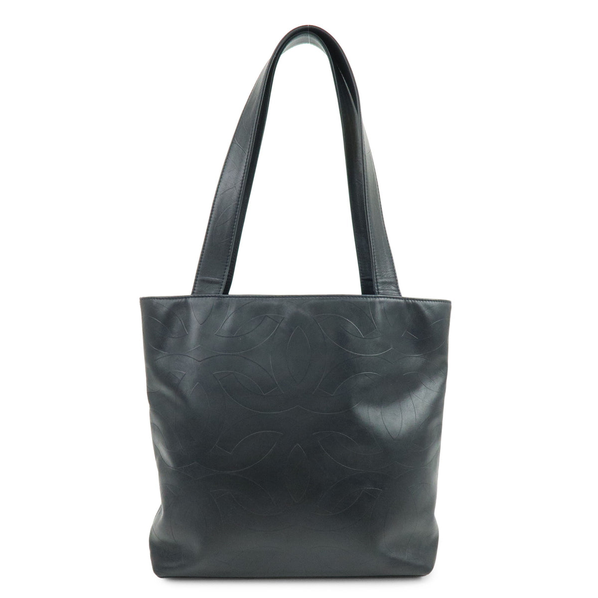 CHANEL COCO Mark Calf Leather Tote Bag Hand Bag Black