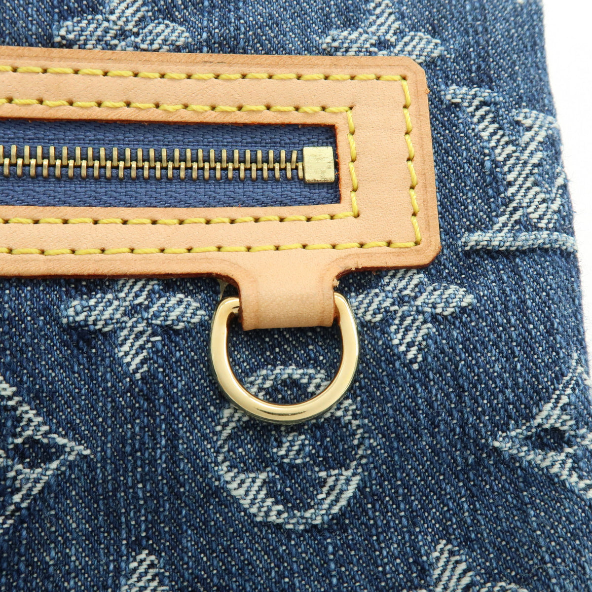 Louis Vuitton Monogram Denim Pochette Plat Pouch Clutch Bag M95007