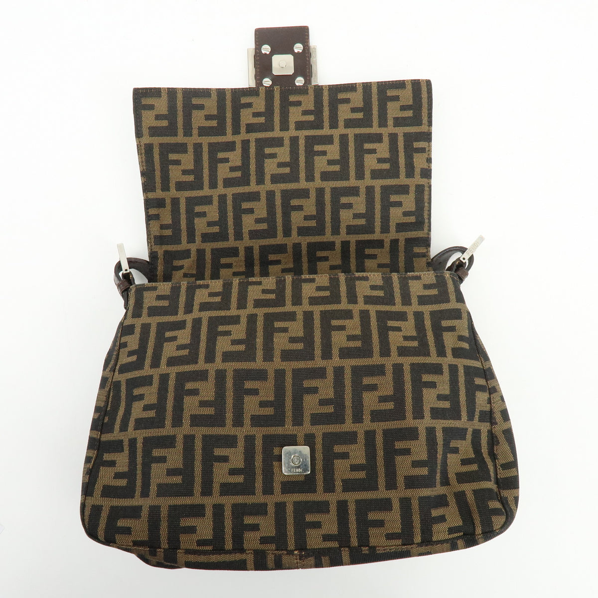 FENDI Zucca Mamma Baguette Canvas Leather Shoulder Bag Hand Bag 26325
