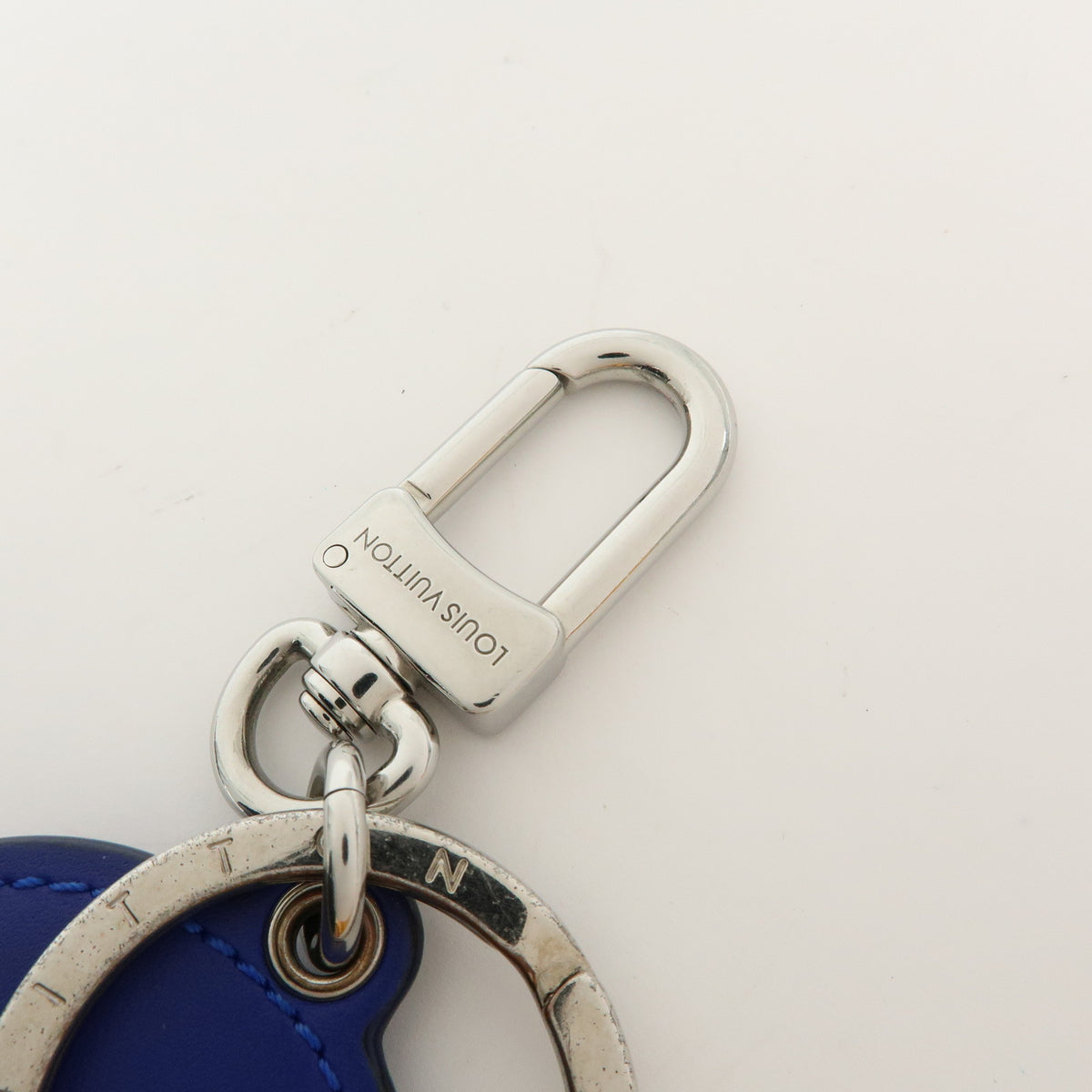 Louis Vuitton Porte Cles Padded Circle Leather Key Chain Blue M00744