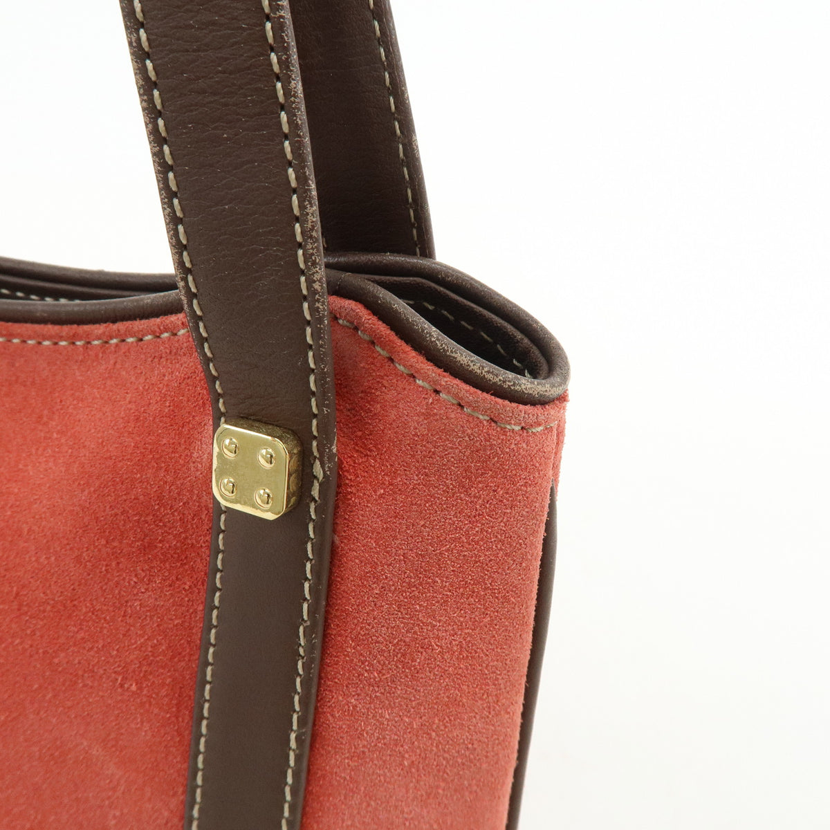 LOEWE Anagram Suede Leather Mini Hand Bag Tote Shoulder Bag Red
