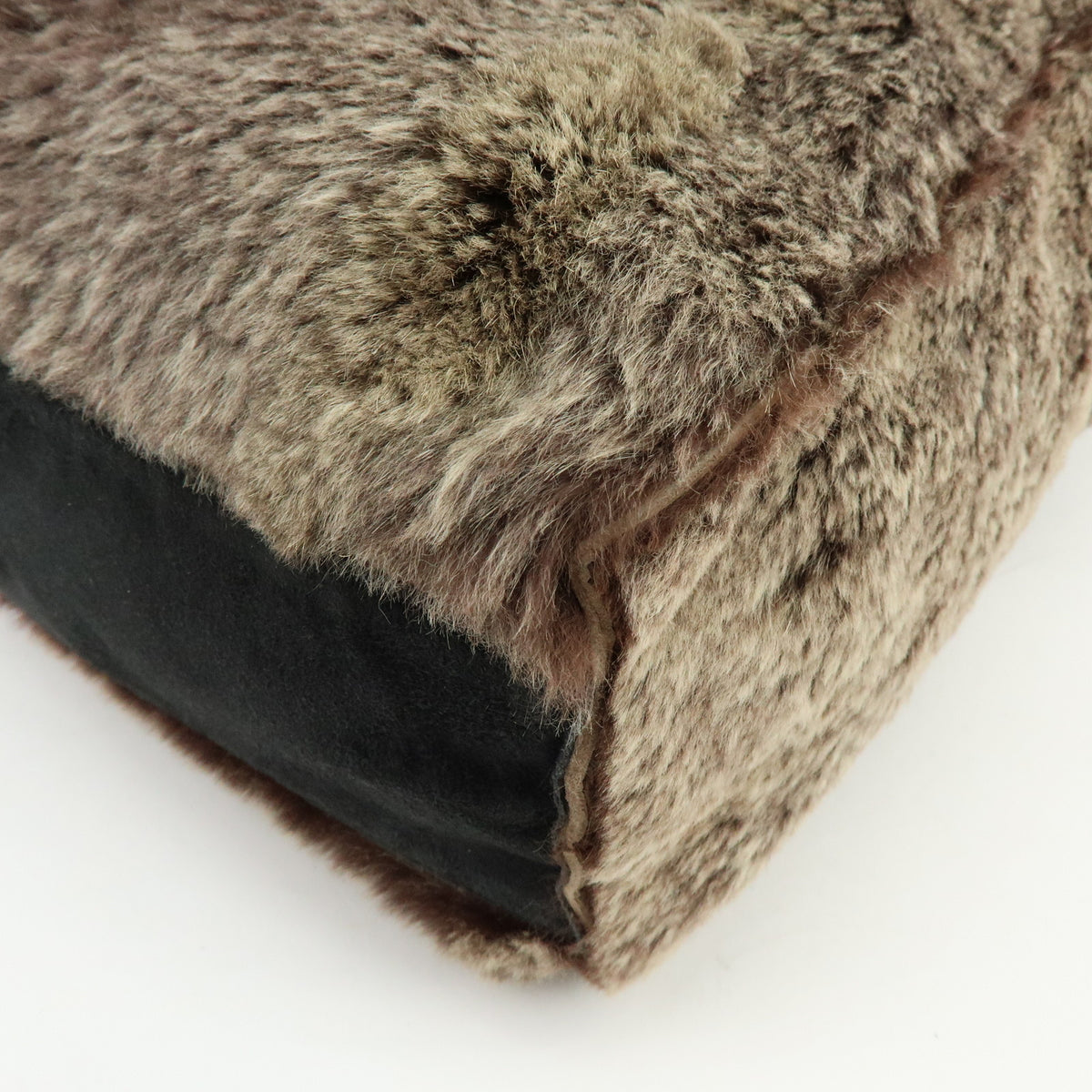 CHANEL Lapin Rabbit Fur Suede Tote Bag Hand Bag Brown Beige