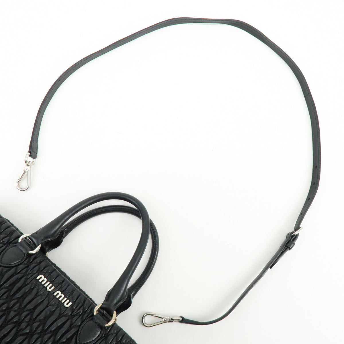 MIU MIU Matelasse Leataher 2Way Bag Hand Bag Shoulder Bag Black