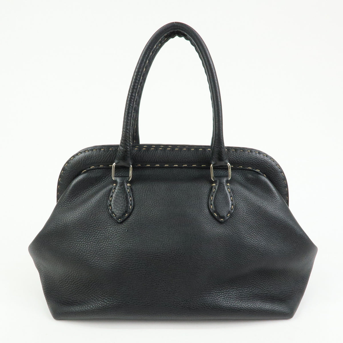 FENDI Selleria Leather Doctor's Bag Hand Bag Black 8BN076