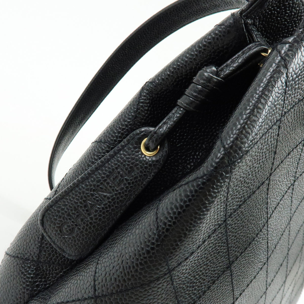 CHANEL Matelasse Caviarskin Shoulder Bag Tote Bag Black