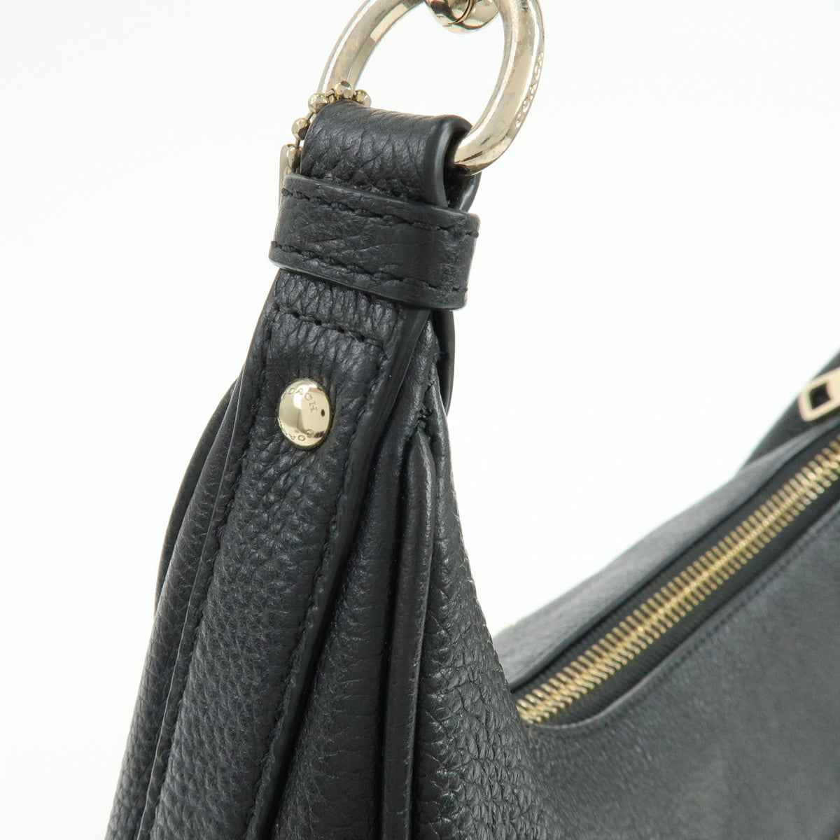 COACH Logo Leather 2Way Shoulder Bag Hand Bag Black