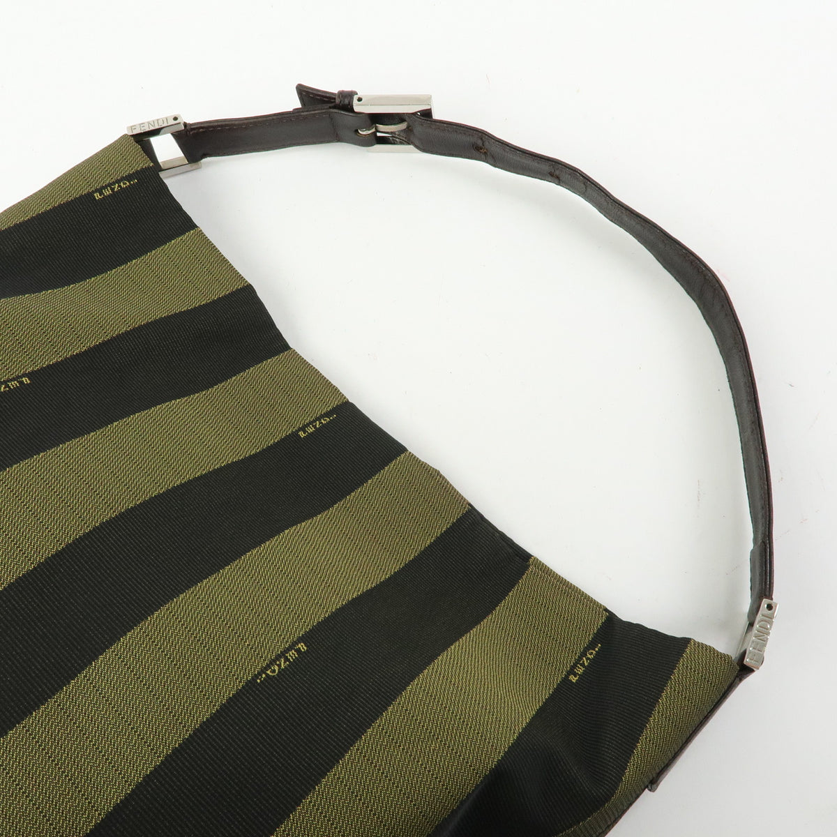 FENDI Pequin Canvas Leather Shoulder Bag Hand Bag Brown 222828653・008