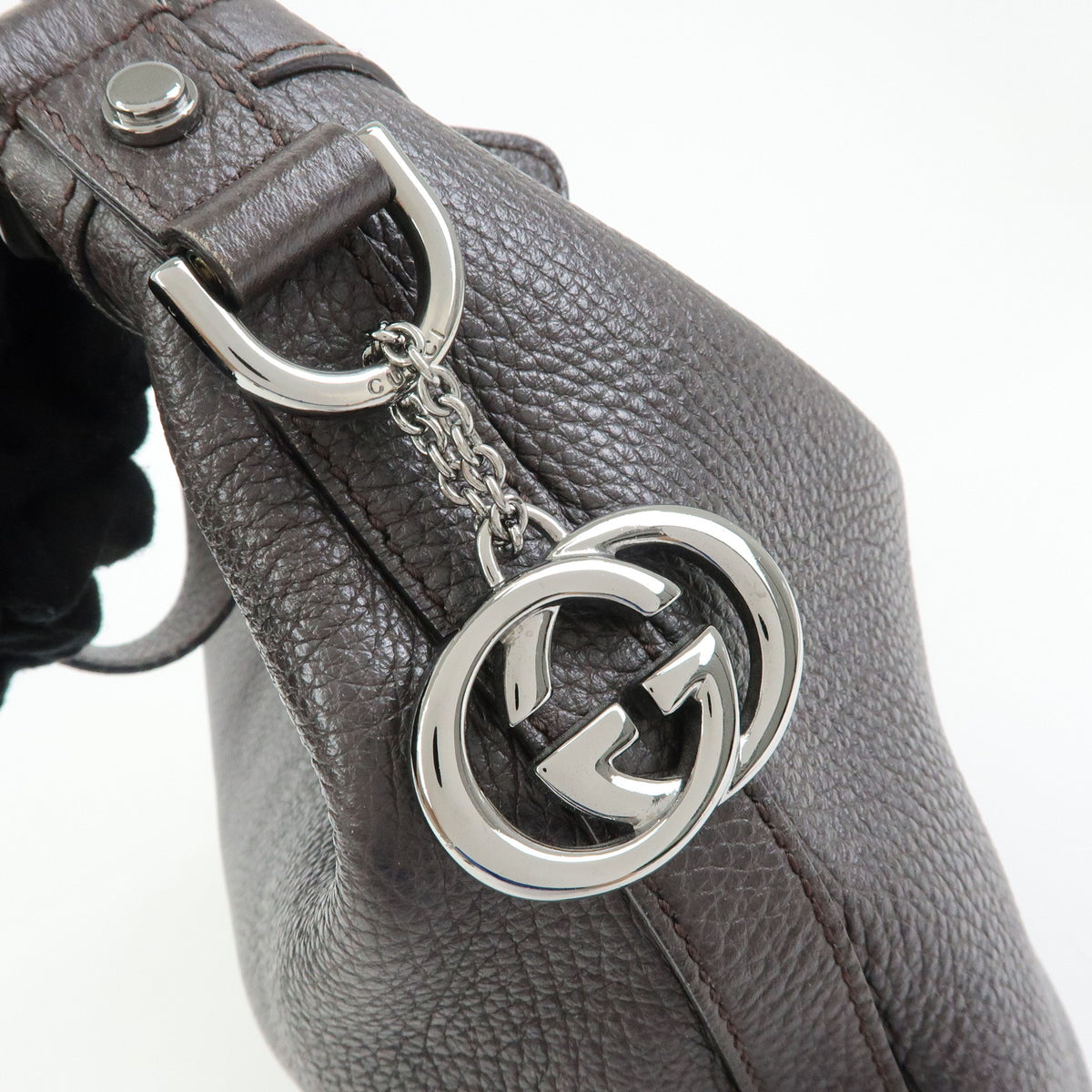 GUCCI Interlocking G Leather Shoulder Bag Hand Bag Dark Brown 339553