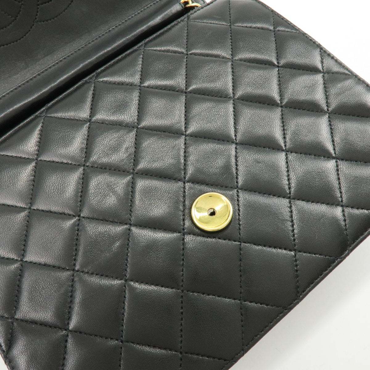 CHANEL Matelasse Lamb Skin Chain Shoulder Bag Black Gold