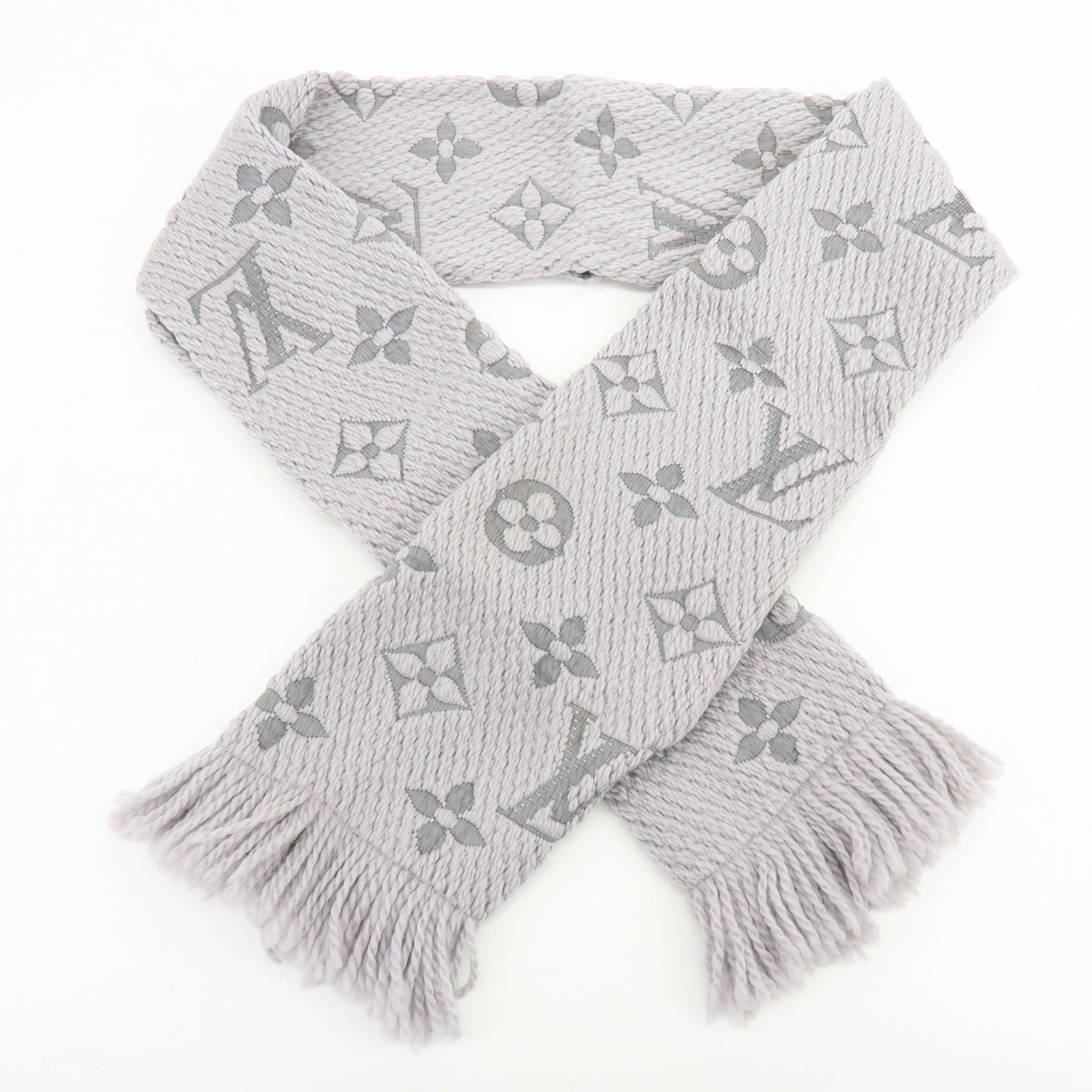 Louis Vuitton Monogram Escharp Logomania Scarf Gris Perle M74742
