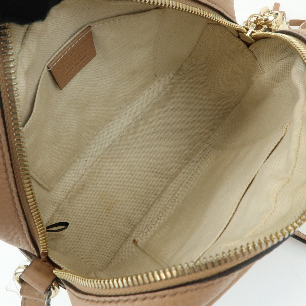 GUCCI SOHO Interlocking G Leather Shoulder Bag Pink Beige 308364