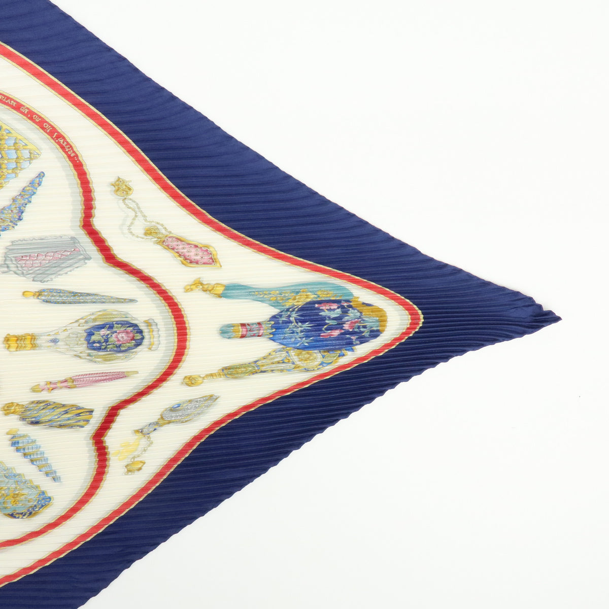 HERMES Silk 100% Pleated Carre Scarf Pourvu qu'on ait l'ivresse Navy