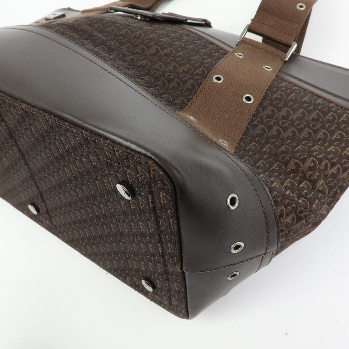 Christian Dior Trotter Street Chic Canvas Leather Hand Bag Brown