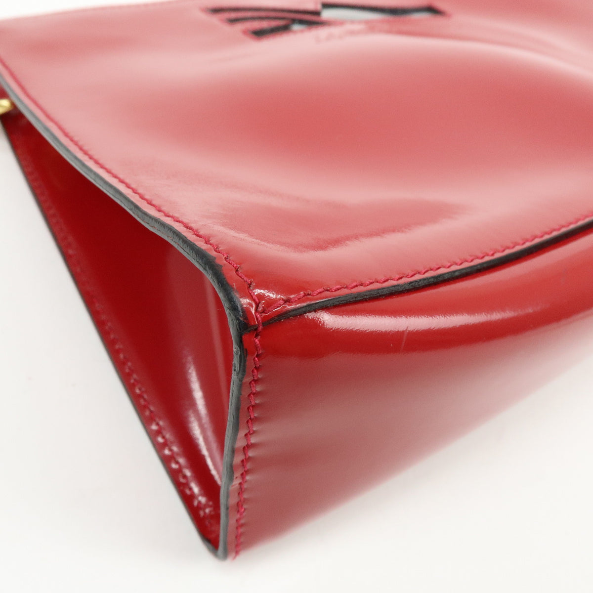 Ferragamo Patent Leather Shoulder Bag Crossbody Bag Red
