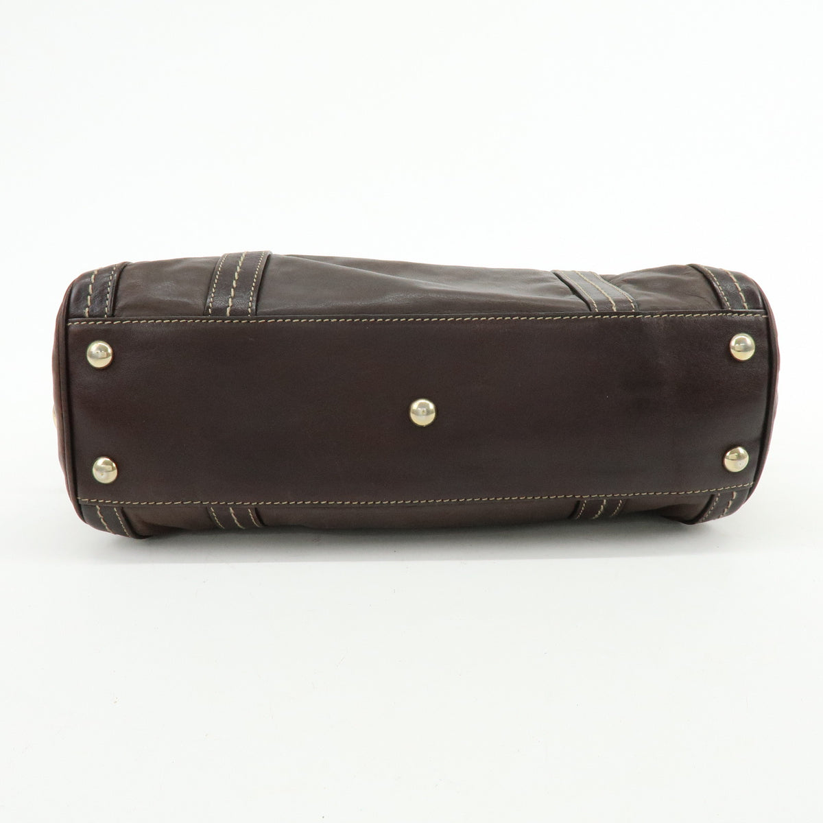 GUCCI Duchessa Leather Mini Boston Bag Hand Bag Dark Brown 181487