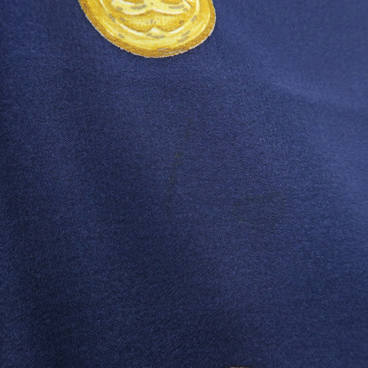CHANEL COCO Mark Silk 100% Scarf Coin Strip Navy White Yellow