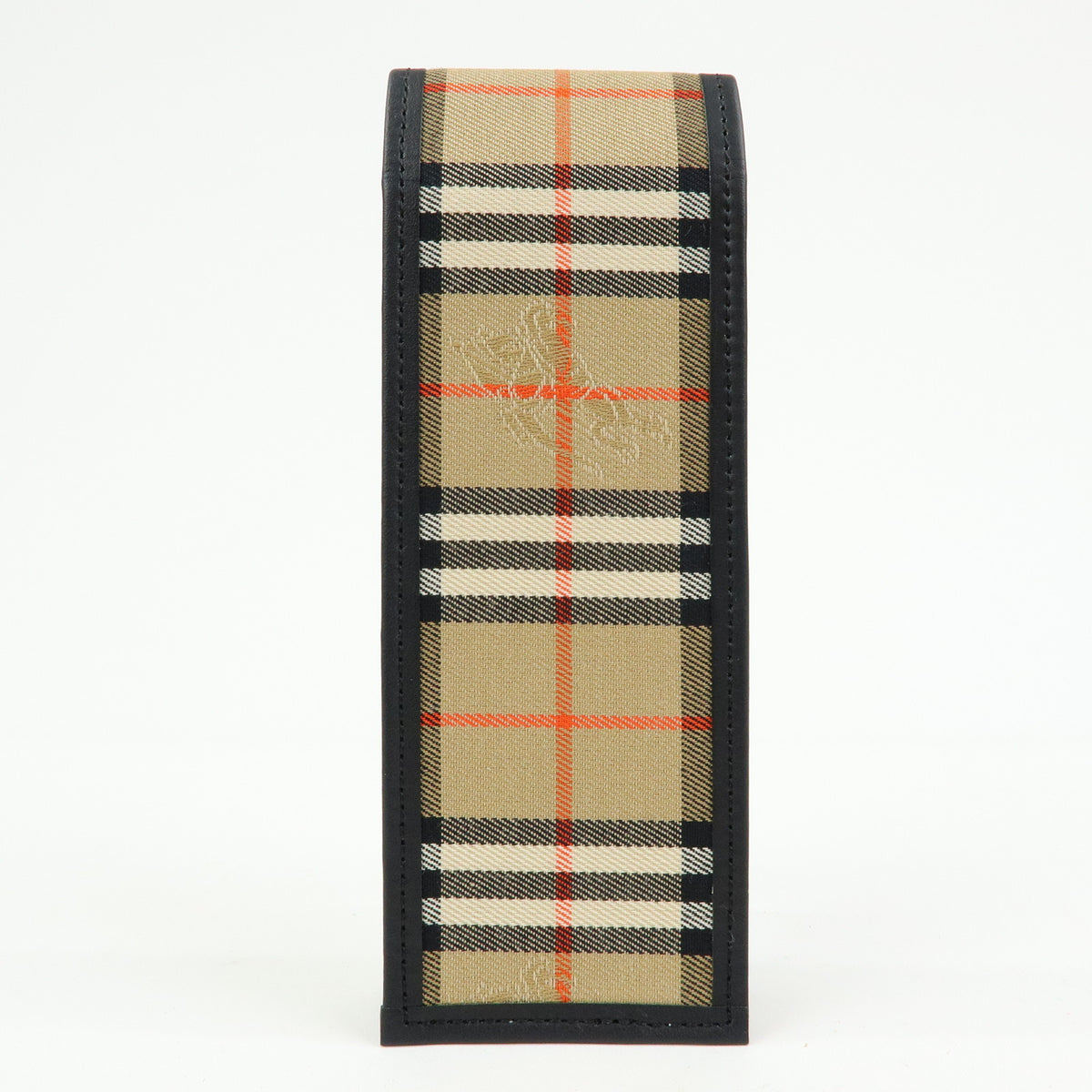 BURBERRY Nova Plaid Canvas Leather Pencil Case Pen Sleeve Beige