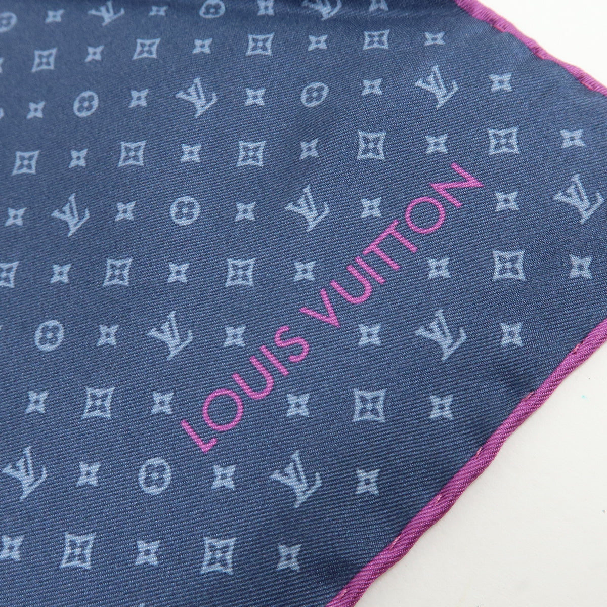 Louis Vuitton Monogram Lot of 2 Silk 100% Scarf Brown Navy