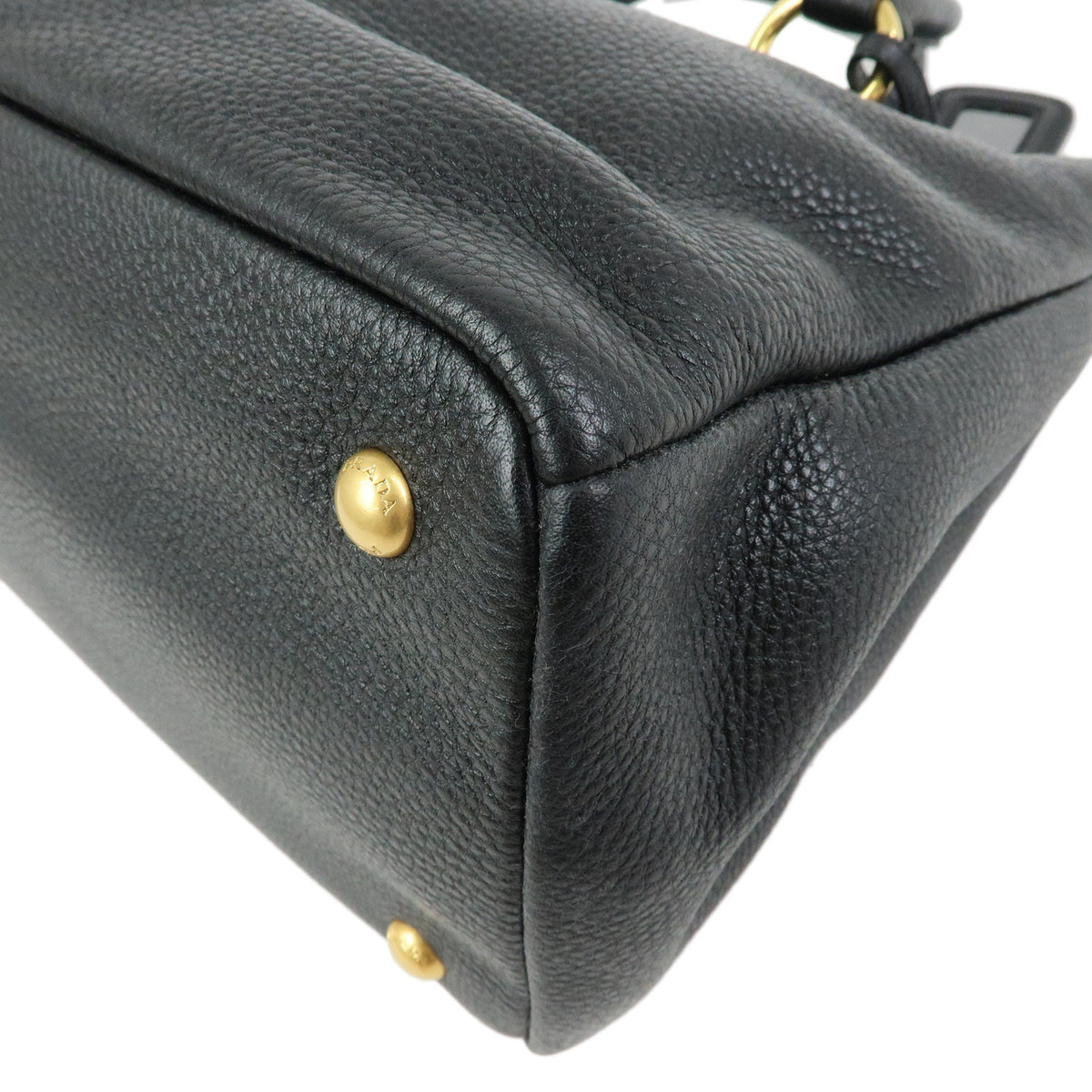 PRADA Logo Leather 2Way Bag Hand Bag Black