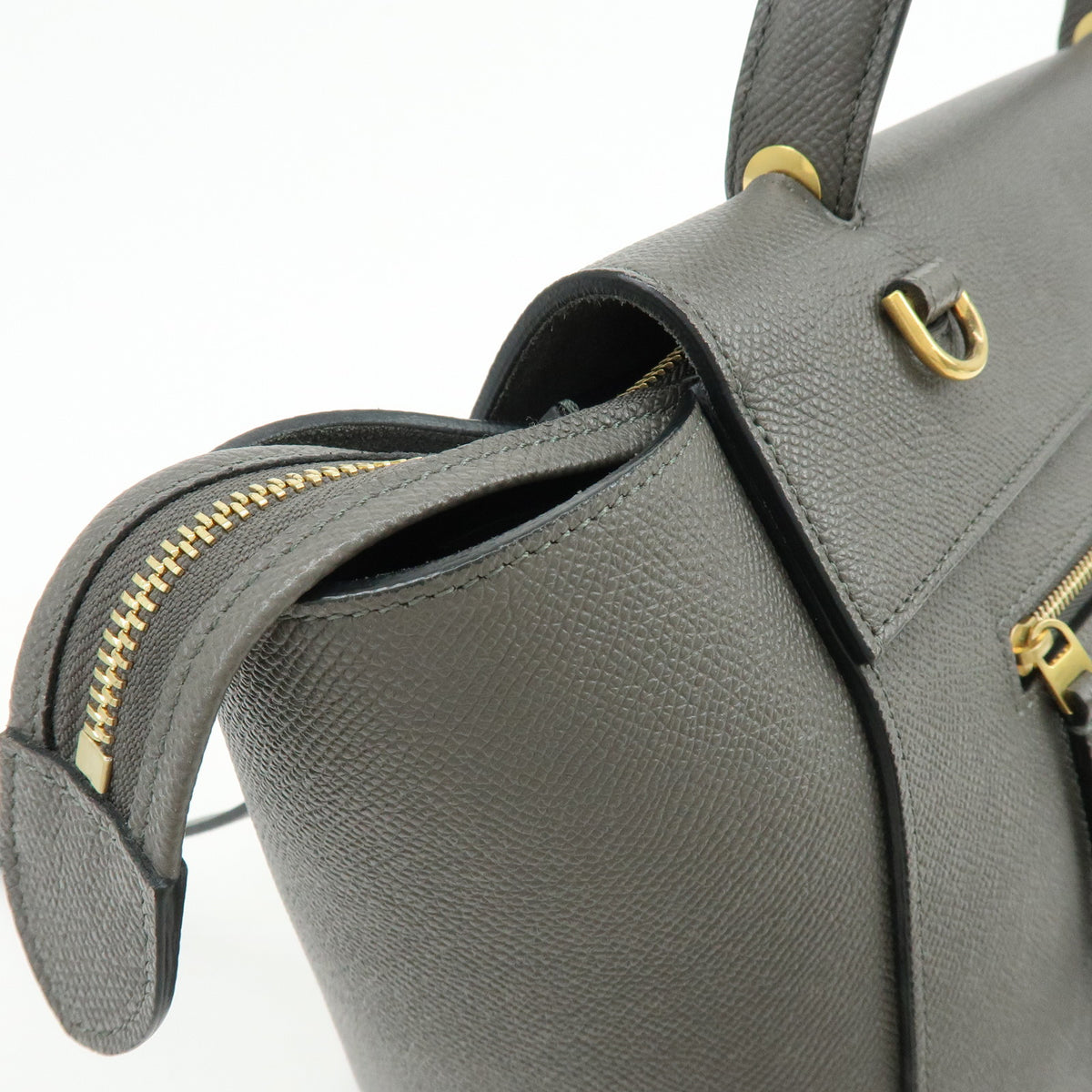 CELINE Belt Bag Small Calf Leather 2WAY Bag Hand Bag Shoulder Bag Gray